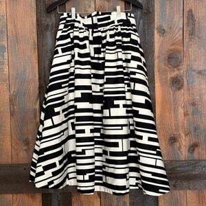 New York & Company 7th Avenue Geometric Block Print Midi Skirt Black White 12